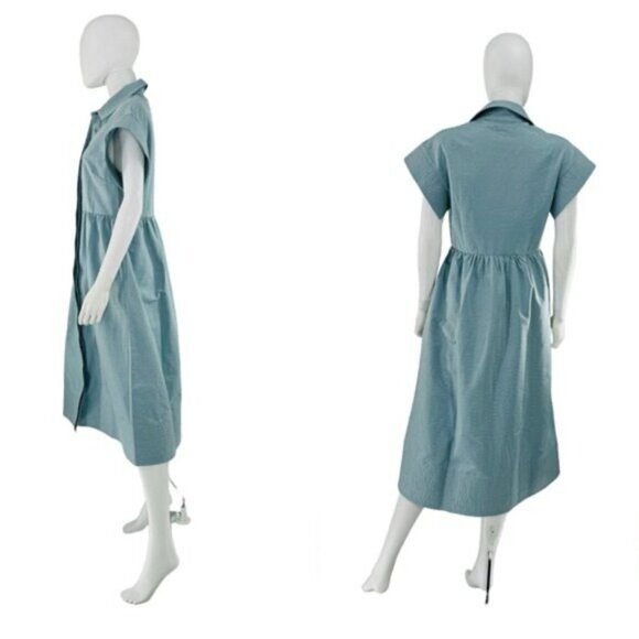 Tuckernuck Chloe Shirt Dress Slate Blue Collared Midi XL NWT - Picture 4 of 7